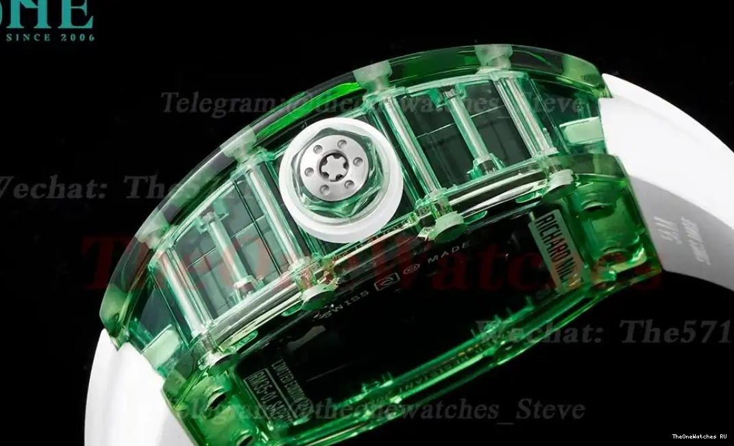 Clone White on RMSF Green RM35-01 strap RMUL2 Skeleton Dial Transparent Rubber 0324